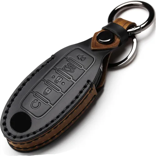 Miniatura 7 de Funda de Llavero de Cuero Compatible con Control Remoto Sin Llave de Nissan para Nissan X-trail Rogue Altima Quest Pathfinder Sentra Patrol Cima C