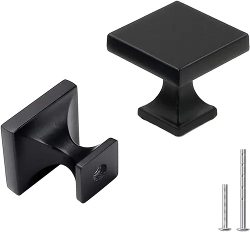 GOLDENWARM LS6785BK - Paquete de 5 perillas cuadradas negras para gabinetes y alacenas de cocina, perillas cuadradas de 1.1 pulgadas de ancho