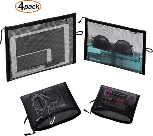 Miniatura 8 de SUPACOOL Bolsa de maquillaje de malla de viaje, bolsas organizadoras de cosméticos con cremallera, bolsas organizadoras de pañales, bolsa de nailon