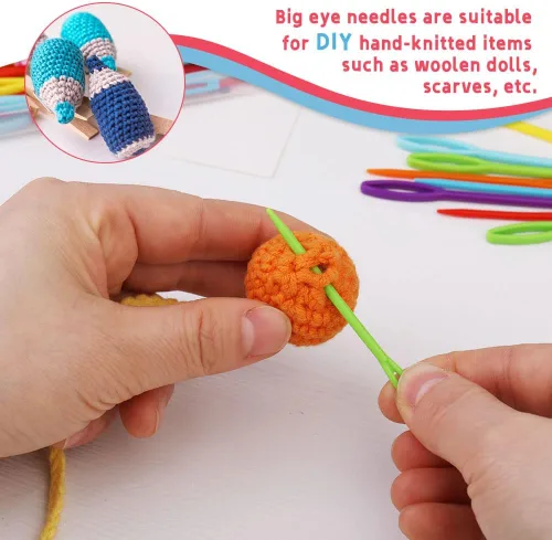 Miniatura 6 de LUNARM 50 piezas Juego de Agujas de Hilo Assortidas de Plástico Agujas de Coser de Ojo Grande 7 cm y 9 cm para Tejido y Manualidades de Crochet