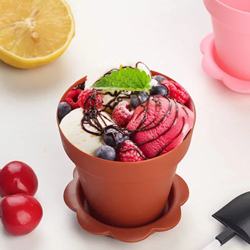 Miniatura 6 de Paquete de 50 vasos de postre en maceta de 6.1 fl oz de plástico de 6 onzas con tapa y cuchara, taza de degustación de aperitivos, adecuada