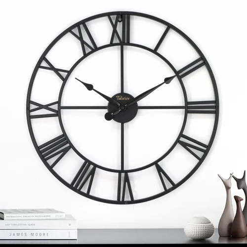 Reloj de pared grande de 24 pulgadas, decoración de pared vintage de granja, arte de pared de metal bohemio, decoración del hogar para sala de