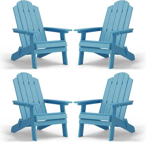 Miniatura 27 de MXIMU Silla Adirondack plegable para exteriores: sillas Adirondack fáciles de montar y cómodas, silla de plástico compuesto para todo tipo de clima