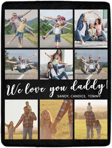 Miniatura 2 de Artsadd Manta de fotos personalizada para papá, con texto en inglés «We Love You Daddy», 30 x 40 pulgadas