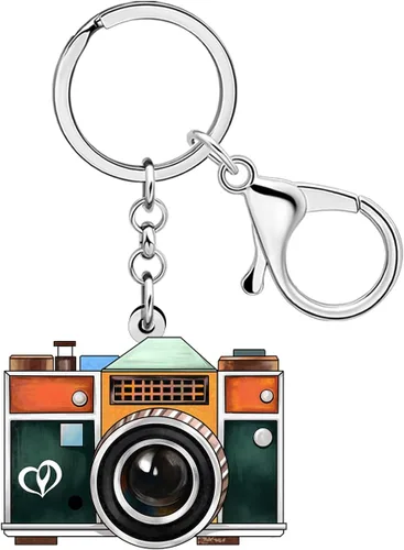 Llavero de acrílico vintage de los años 80 y 90 para cámara, llavero para amantes de la fotografía, regalos para mujeres y niñas, llaves de