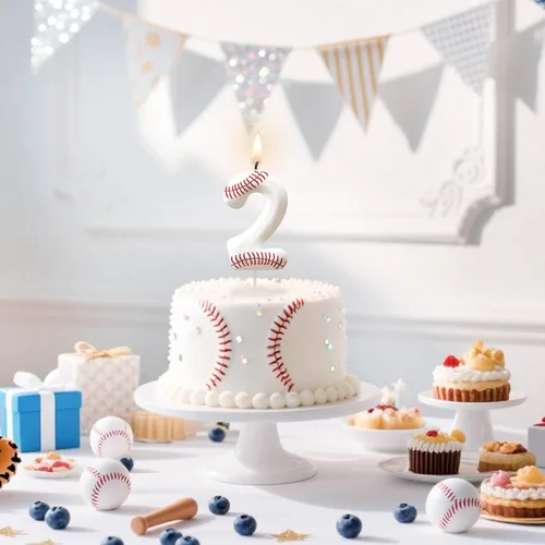 Miniatura 4 de Velas de cumpleaños con el número 0 de béisbol, decoración de pastel con temática de béisbol para niños y niñas, decoraciones de pasteles