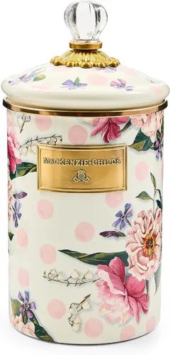 Miniatura 11 de MACKENZIE-CHILDS Bote de Esmalte, Contenedor de Almacenamiento de Cocina con Tapa, Grande, Wild Rose Brown