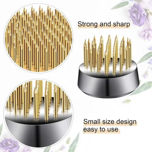 Miniatura 2 de Geiserailie 12 piezas de 0.906 in/0.92 pulgadas de acero inoxidable, rana floral redonda de metal, rana floral japonesa Ikebana fija, arreglo