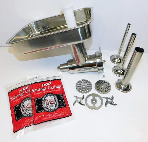 Accesorio para picadora de carne de acero inoxidable de tamaño exclusivo #12, además de kit de relleno de salchichas. Se adapta a mezcladores