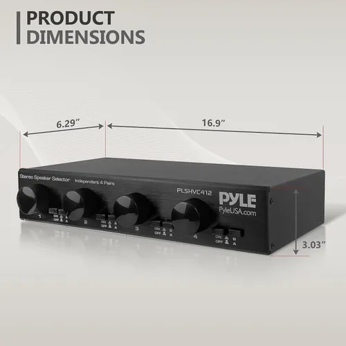 Miniatura 7 de Pyle Selector de Altavoces Estéreo de Alta Potencia de 4 Canales con Control de Volumen - Construcción de Carcasa Resistente y Duradera, Disipador