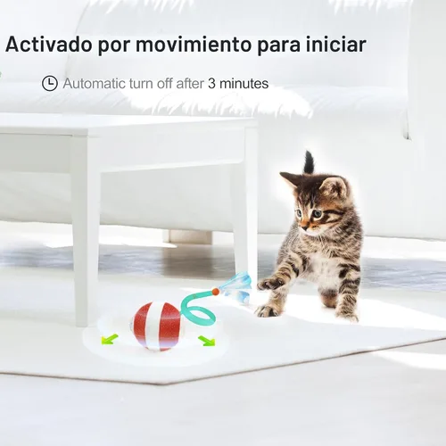 Miniatura 5 de Jkanti Juguetes Interactivos para Gatos de Interior, Pelota de Gato Ágil en Movimiento de 3ra Generación con Cola de Malla Elástica, Juguetes Verde