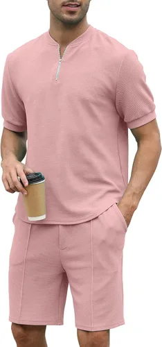 Miniatura 60 de FZNHQL Conjunto deportivo de moda para hombre, 2 piezas, casual, atlético, para correr, manga corta/larga, conjunto para hombre