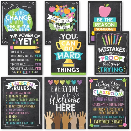 Miniatura 24 de Hadley Designs Póster motivacional para decoración de aula, 9 pósteres de aula de mentalidad de crecimiento, decoración de pared inspiradora