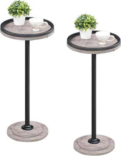 Miniatura 15 de HOOBRO Mesa auxiliar redonda pequeña, mesa de bebidas, mesa de café Martini con acento de pedestal para espacios pequeños en sala de estar, Negro