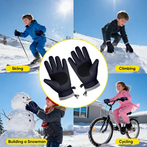 Miniatura 4 de ihuan Guantes de esquí impermeables de invierno para niños, snowboard, pantalla táctil, nieve, ciclismo, correr, para niños y niñas
