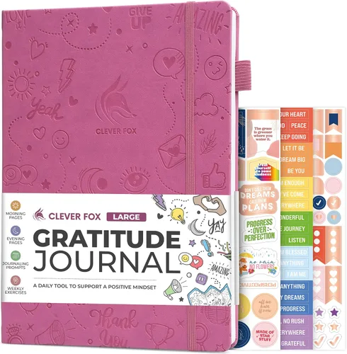 Miniatura 20 de Clever Fox Diario de gratitud grande – Diario de felicidad, positividad y afirmación – Cuaderno diario inspirador, 3 meses, 8.3 x 11 pulgadas