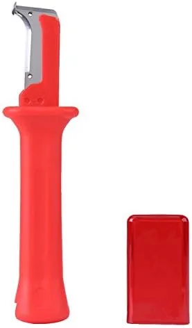 Miniatura 6 de Herramienta peladora de cuchillos para cables, cortador de cables con aislamiento eléctrico, cortador de mano con cubierta roja, cuchillo de cable