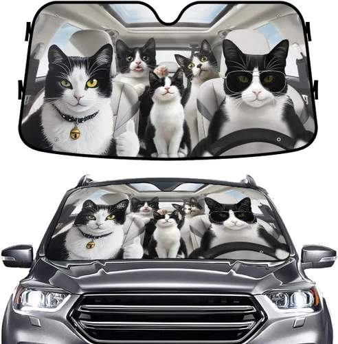 Miniatura 61 de GENANY - Cubierta de parabrisas de flamenco para automóvil, SUV, camión (55 x 30 pulgadas), protector térmico plegable, persianas para ventanas