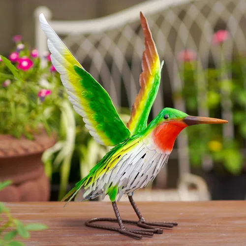Nacome Decoración de jardín de colibrí: esculturas resistentes a la intemperie con estacas, adornos fáciles de montar para interiores y exteriores,