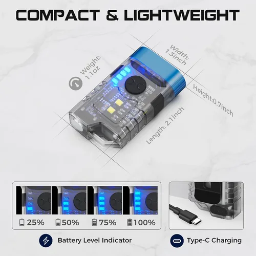 Miniatura 5 de Linterna recargable EDC con clip, 10 modos de iluminación, 2 ángulos de iluminación, mini linterna de carga USB C magnética para el hogar, regalo