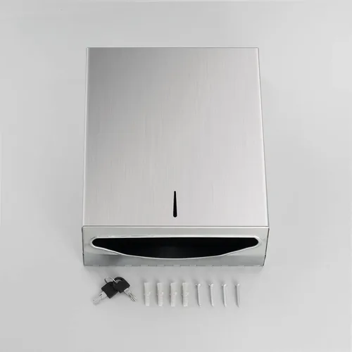 Miniatura 4 de Dispensador de toallas de mano triple para baño, dispensador de toallas de papel plegable en C, montaje en pared con instalación adhesiva sin
