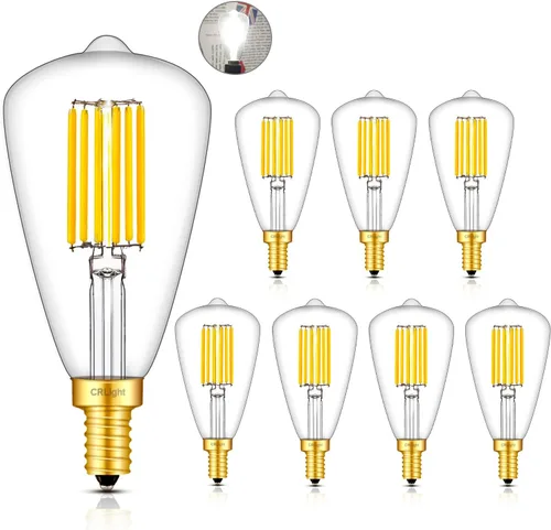 Miniatura 10 de Bombilla LED regulable de 6 W, 3000 K, blanco suave, equivalente a 800 W, 800 LM, bombillas LED E12, bombillas de cristal transparente estilo Edison
