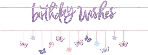 Flutter - Kit de pancartas dobles de papel multicolor con purpurina, 12 pies (paquete de 2), deseos de cumpleaños brillantes para celebraciones