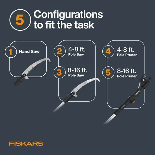 Miniatura 3 de Fiskars XtendControl - Podadora de árbol extensible (12 pies), sierra de poste, recortadora de ramas ajustable con sierra X1 de 15 pulgadas, postes