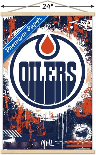 Miniatura 3 de Trends International NHL Edmonton Oilers - Póster de pared Maximalist Logo 23, 22.37 x 34.00 pulgadas, paquete de impresión premium y colgador