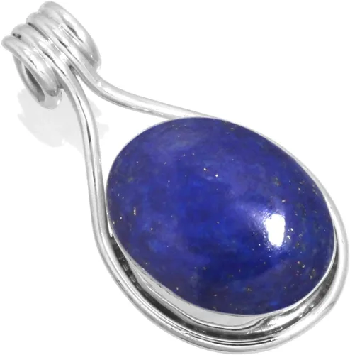 JEWELOPORIUM Colgante de plata de ley 925 hecho a mano para mujer, 12 x 16 pulgadas, con piedras preciosas ovaladas, joyería de plata para regalo