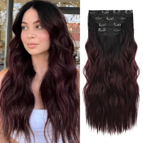 Miniatura 17 de REECHO Extensiones de cabello, 4 extensiones de cabello con clip, HE001, extensiones de cabello sintético suave natural para mujer, rubio claro