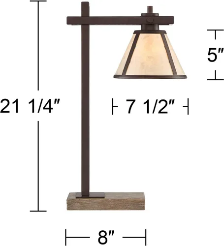Miniatura 4 de Franklin Iron Works Maricopa - Lámpara de mesa rústica de escritorio con USB y toma de corriente alterna en la base de 21.25 pulgadas, pantalla