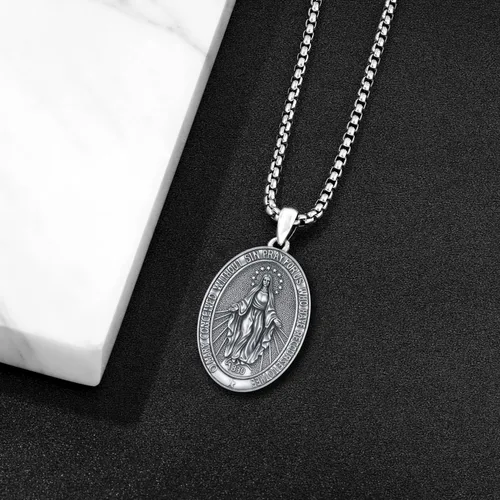 Miniatura 221 de Odinstone Collar de plata de ley 925 con medalla de San Miguel/San Cristóbal/San Benito/Crucifijo de Jesús/San Uriel/Arcángel Rafael para hombres
