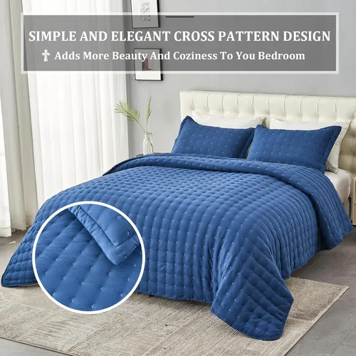 Miniatura 2 de OFIXI Juego de ropa de cama de tamaño Queen con fundas de almohada, colcha ligera y suave, funda de edredón de microfibra prelavada, colcha de cama