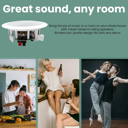 Miniatura 5 de Vaiyer Par de altavoces de techo de 6.5 pulgadas y 400 vatios (por par) para sistema de cine en casa, montaje empotrado en la pared en el techo de 2