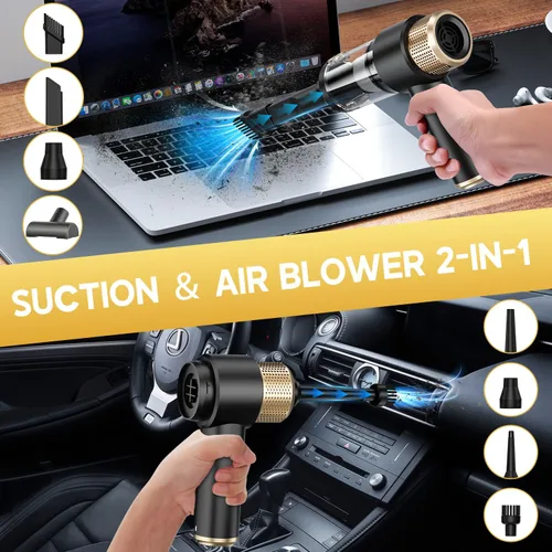 Miniatura 2 de JONYJ Aspiradora de Mano para Automóvil, 16000PA Aspiradora de Mano Portátil Inalámbrica, 2 en 1 Soplador de Aire y Aspiradora con Luz LED, Negro