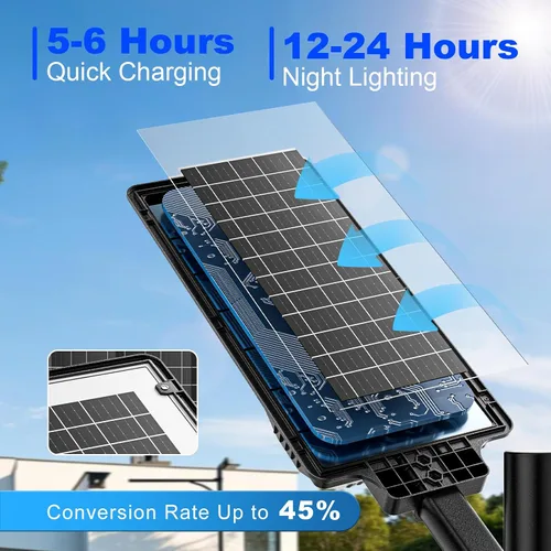 Miniatura 6 de Luz solar de calle de 6500 K, luz solar IP66 impermeable con sensor de movimiento con control remoto, funciona con energía solar del atardecer al
