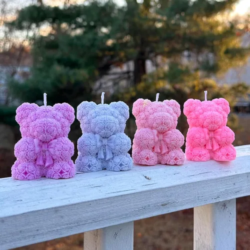Miniatura 9 de 2 moldes de silicona de oso de rosas, moldes para hacer velas de oso de peluche 3D, molde de resina epoxi de silicona, adorno para velas de cera