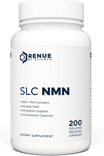 Renue By Science Suplemento NMN | 200 cápsulas entéricas SLC – 250 mg de mononucleótido de nicotinamida por porción | Liberación retardada para una