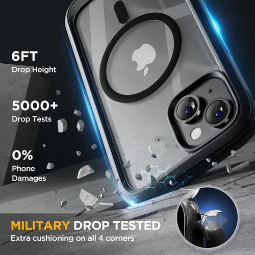 Miniatura 4 de Miracase Serie de vidrio diseñada para iPhone 13 de 6.1 pulgadas, actualización 2023, carcasa magnética transparente de cuerpo completo
