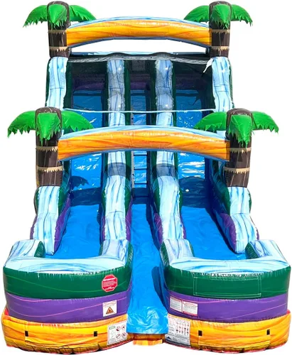 Miniatura 4 de TentandTable Tobogán acuático inflable de doble carril para niños y adultos, diversión acuática gigante de grado comercial, incluye soplador de aire