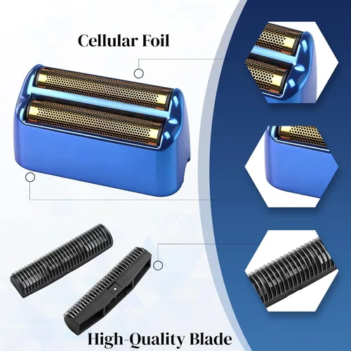 Miniatura 4 de Paquete de 2 láminas de repuesto para afeitadora y cortadores compatibles con BaBylissPRO Double FXFS2 de repuesto de lámina de metal para Azul