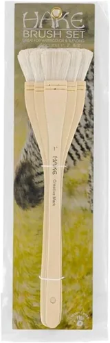 Creative Mark Pincel de merluza para acuarela para artista, juego de arte de 3 piezas, kit de pintura acrílica con cabello blanco suave, ideal para