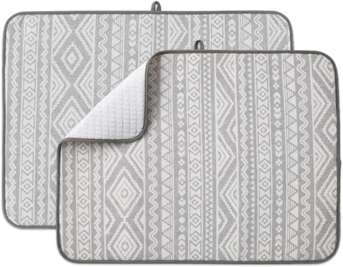 Miniatura 22 de Paquete de 2 tapetes de secado de platos para encimera de cocina, absorbentes, tapetes escurridor de platos de microfibra, almohadilla de secado