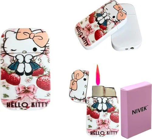 Miniatura 7 de NIVEK Kulomi Encendedor Kitty KT con llama rosa de bolsillo, recargable, Kawaii lindo, resistente al viento (Gato, Conejo, Melodía, Duffy)