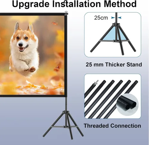 Miniatura 7 de Wootfairy Pantalla de proyector de 120 pulgadas con soporte: Pantalla de cine portátil plegable para interiores y exteriores, 16:9 4K HD, sin