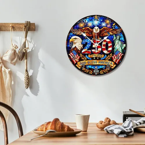 Miniatura 7 de ArogGeld 1776-2026 of Freedom Wall Clocks Battery Operated 10 Inch Silent 250 Anniversary USA American Patriotic Desk Clock Wall Art Farmhouse Home