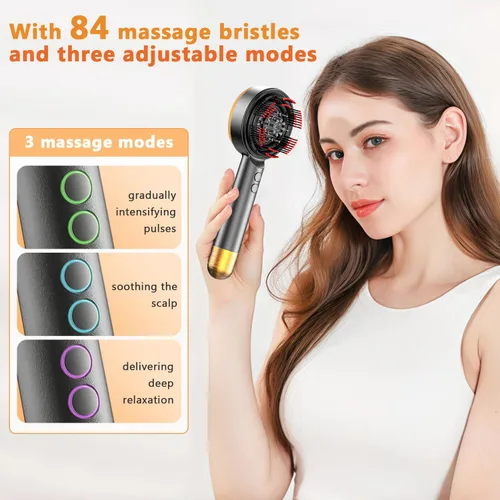 Miniatura 5 de Masajeador eléctrico 3 en 1 para el cuero cabelludo y aplicador de aceite para el cabello, cepillo aplicador de cuero cabelludo para el crecimiento