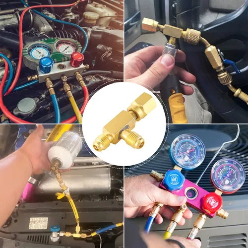 Miniatura 2 de Camiseta de acceso de acoplador rápido, adaptador en T de acoplador rápido de núcleo de válvulas de 1/4 pulgadas con conector giratorio