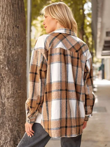 Miniatura 4 de AUTOMET Atuendos de otoño para mujer, ropa de moda, camisas, chaquetas de franela a cuadros con botones y manga larga 2024